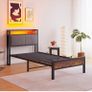 Single LED Lights,Metal Upholstered Platform Bed Frame with Charging Station Image 5