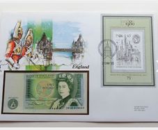 Britain - England London 1985 banknote cover with One Pound banknote Rare