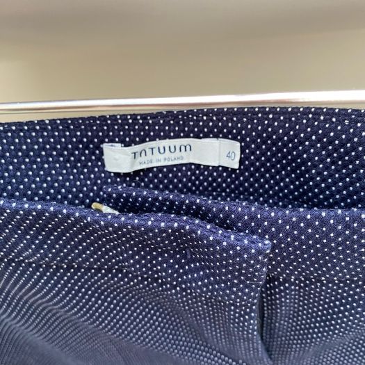 TATUUM Navy Blue & White Polka Dot Tapered Ankle Trousers 40