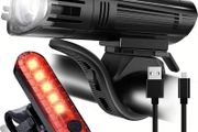 Bike Light Set | SEE &amp; BE SEEN | Super-Bright! | 2x Bigger &amp; Rechargeable Batteries | Water &amp; Dirt Proof | Easy-To-Use Mounting System | Uncompromising Safety with 4 Extremely Useful Lighting Modes