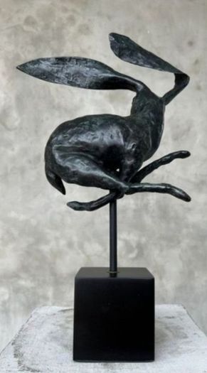 Running Hare (45cm) - Green Speckled Bronze
