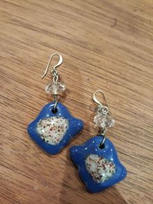 Blue Ceramic Drop Earrings