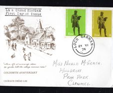 1974 Ireland Bi-Centenary of the Death of Oliver Goldsmith Commemorative Stamps First Day Cover (FDC) with Loch Gorman (Wexford) cancel