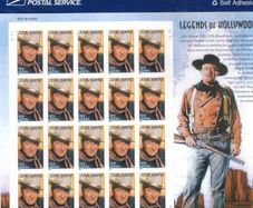 2004 USA Legends of Hollywood John Wayne Commemorative Stamps Sheetlet Plate S111111 Mint Never Hinged (MNH)