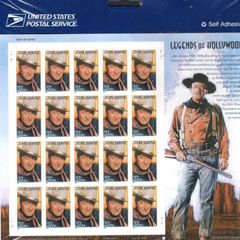 2004 USA Legends of Hollywood John Wayne Commemorative Stamps Sheetlet Plate S111111 Mint Never Hinged (MNH)