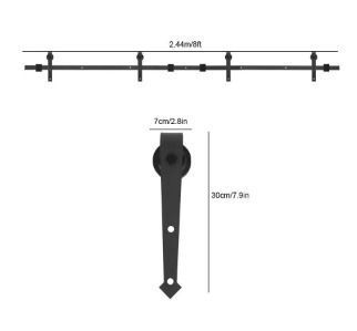 8FT Double Door Splicing Carbon Steel Barn Door Rollers Hanging Rail Kit