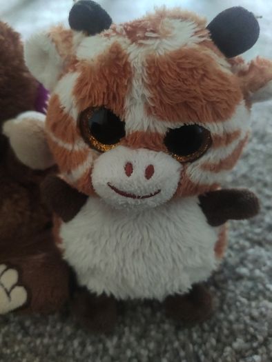 Bundle of 4 Ty Beanie Boos plush toys including the monkey phone holder stand