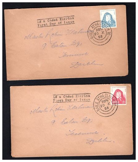 1958 Ireland Centenary of the Death of Mother Mary Akenhead (Foundress of the Irish Sister of Charity) Plain Addressed First Day Cover (FDC) with Dublin Cancel