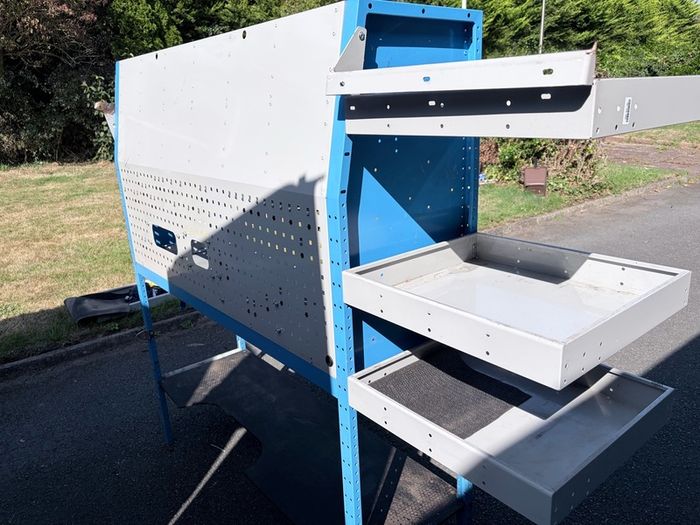 Bri-Stor van workbench, shelves and BOTT hooks
