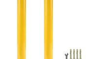 Safety Bollard, 42 Inch Height Bollard Post, 5.5 Inch Diameter Steel Pipe Safety Bollard Post, Yellow Steel Bollard, Steel Safety Bollard with 8 Anchor Bolts,