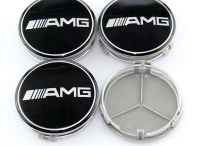 Mercedes Silver or Black AMG 75mm Alloy Wheel Centre Hub Caps A B C E S M Class ML CLA
