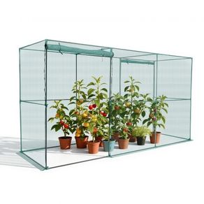 Crop Cage, 3.56 x 1.2 x 1.94 m Plant Protection Tent with Zippered Door, Wind-Resistant Tall Crop Cage, Easy to Install, Outdoor Raised Bed Cover, Tomato Plant Netting for Garden Patio Lawn