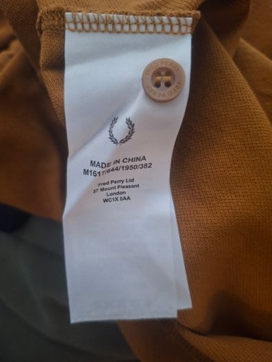 Fred Perry Polo Shirt XXL Mustard with Twin Tipped Black and White Collar