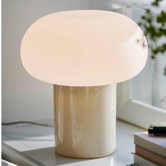DEJSA Table lamp, beige/opal white glass, 28 cm