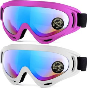 FREE SHIPPING 2-Pack Ski Goggles, Compatible Snowboard Goggles for Kids, Teens, Youth, Boys, Girls, Men and Women, Motorcycle Goggles, Wind Resistance Goggles
