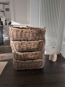 4 Large Meadows & Byrne Wicker Storage Baskets