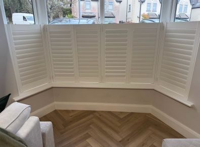 White Shutter Blinds for Bay Window