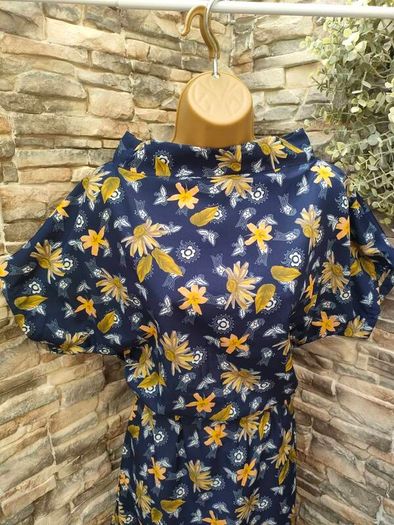 Handmade Navy Floral Summer Dress Medium Postage included