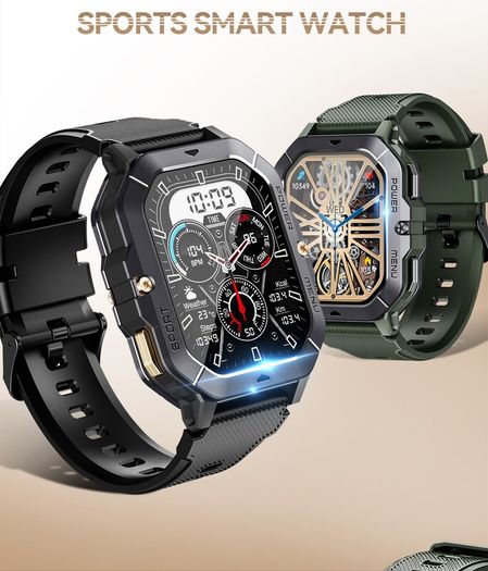 Smart Watch 5ATM Waterproof Inch Full HD Military Watch with Blood Pressure, Smart Watch Men with Heart Rate SpO2 Sleep Monitor Pedometer, 100+ Sports Modes Sports Watch