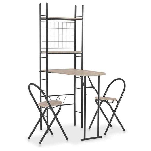 Folding Dining Set 3 Pieces with Storage Rack - Free Delivery Nationwide