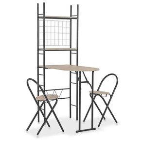 Folding Dining Set 3 Pieces with Storage Rack - Free Delivery Nationwide