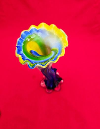 Murano Style Blown Glass . Art Glass  Vase Bent Tree Trunk-Flower