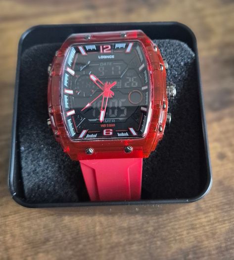Sanda Lognce analogue-digital sports watch - red