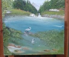 Swan oil painting