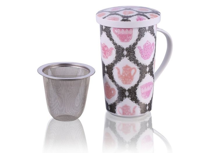 Large Porcelain Cup with an Infuser and Lid 350ml in Tube