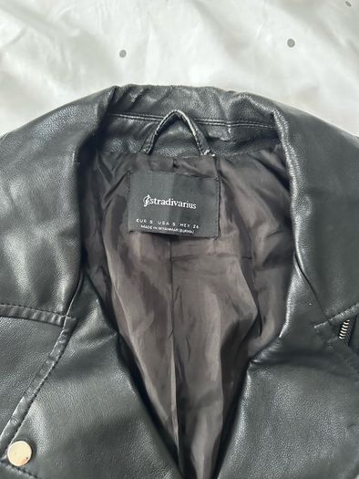 Stradivarius Black Faux Leather Biker Jacket Size S