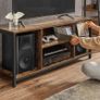 TV cabinet with open compartments vintage brown-black Image 3