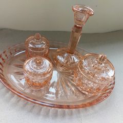 Pink glass Dressing table vanity set
