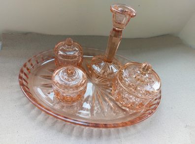 Pink glass Dressing table vanity set