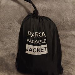 New XL Black parka packable jacket