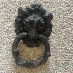 Antique Black Rustic Lion Head Door Knocker