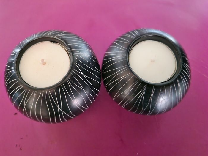 John Rocha Hand Crafted Soap Stone Tea Light Holders