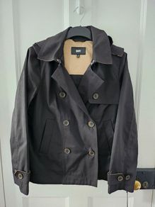 Brand New Black DKNY Short Trench Coat