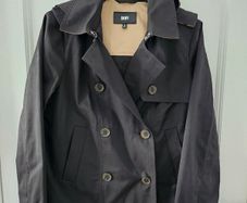 Brand New Black DKNY Short Trench Coat