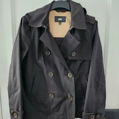 Brand New Black DKNY Short Trench Coat