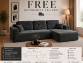 Modular Corner Sofa with Chaise Longue Slate Grey Corduroy No Assembly Required