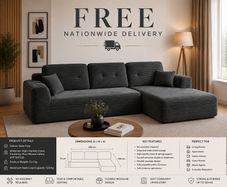 Modular Corner Sofa with Chaise Longue Slate Grey Corduroy No Assembly Required