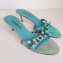 Dolce Gabbana D&G Vintage Blue Suede Embellished Mules Slides Image 4