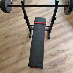 Home Gym Bench Press Set with Barbell and Weights Complete Set