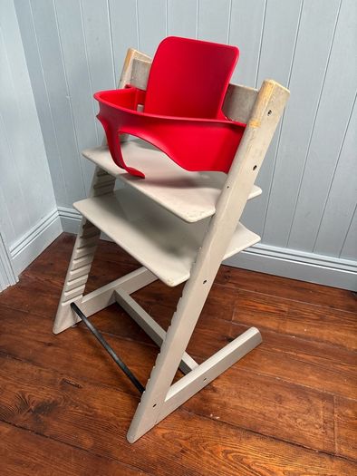Stokke Tripp Trapp Highchair With Baby Set In Grey and Red