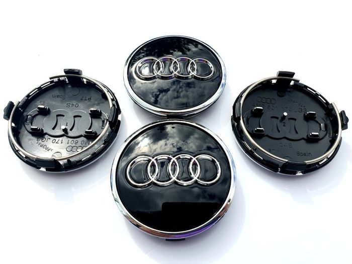 Set/4x 61mm Gloss BLACK 3D AUDI alloy wheel centre caps cap  4M0601170JG3 Hub Cover
