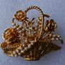 Vintage Floral Basket Brooch with  Pearls, Delicate Brooch Image 2