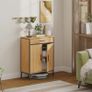 Bathroom cabinet, two-tier shelves, large drawer, industrial style, oak effect Image 4