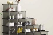 16 Cube Light Grey Shoe Rack, DIY Wardrobe Closet Organizer, Storage Bookshelves Bookcase, Interlocking Shelving Unit, Home Solutions Unit for Clothes Books Toys MULTIPLE COLOURS AVAILABLE(FREE POSTAGE)