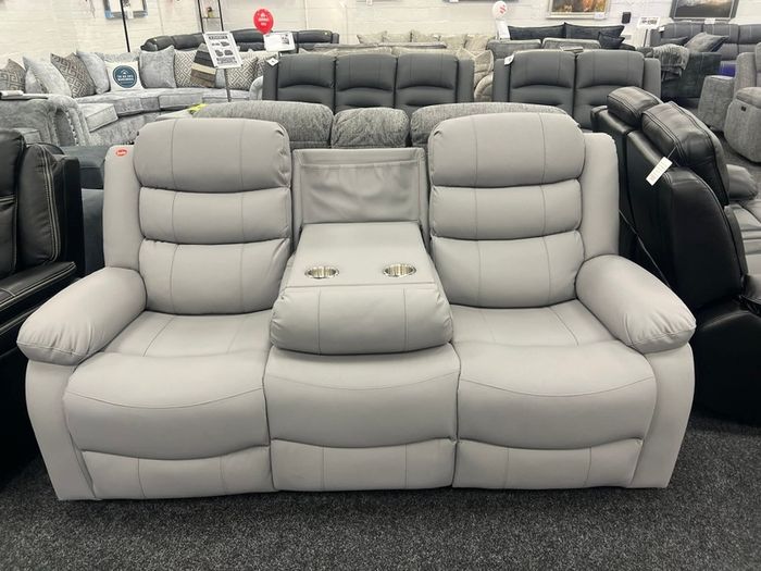 3+2 Light Grey Sorrento Leather Recliner Sofa Set