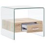 Coffee Table with Drawer 50x50x45 cm Tempered Glass Image 3